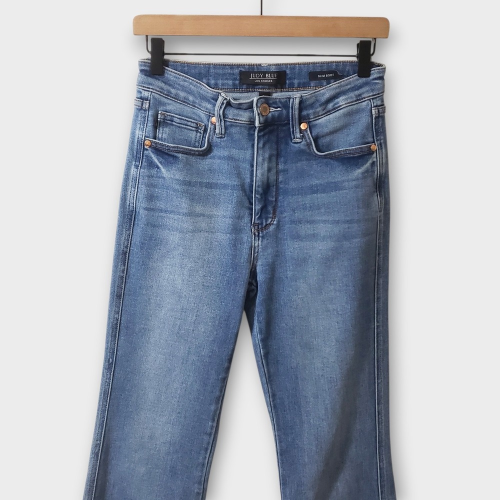 Judy Blue Slim Boot Cut Jeans Medium Wash Released Hem JB88626 Size 5/27 - Picture 2 of 13